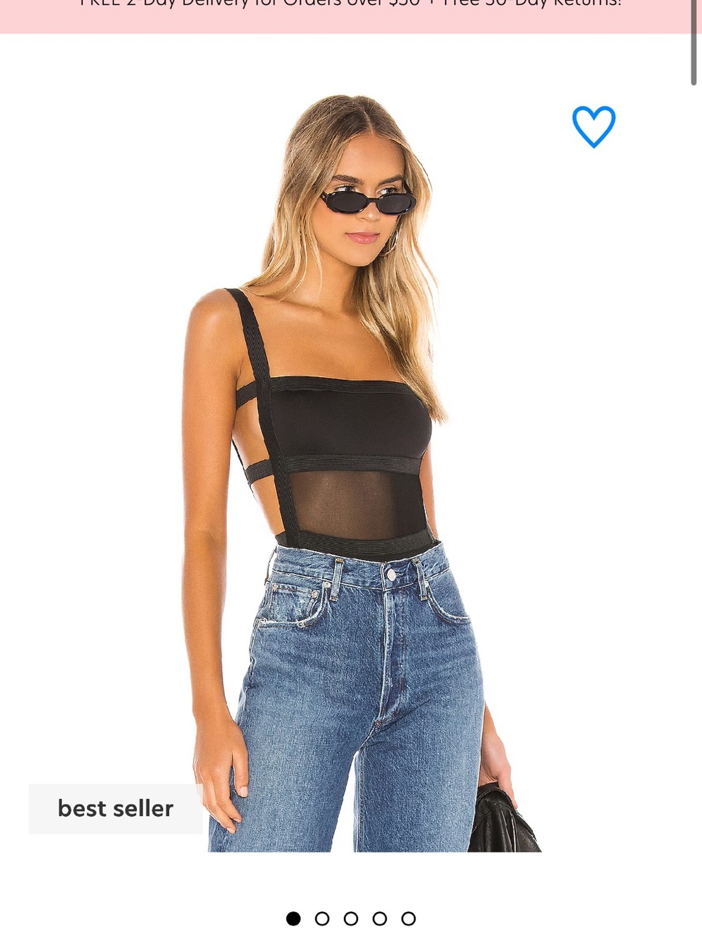 superdown Camille Black Mesh Panel Strappy Back Bodysuit